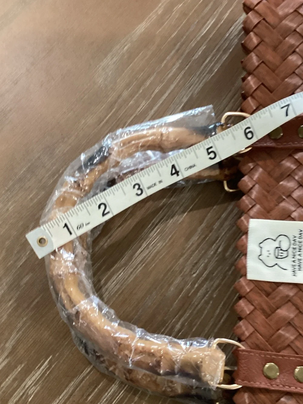 Woven Brown Tote with Dachshund Patch